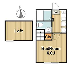 ライブリー元橋本 1階1Kの間取り