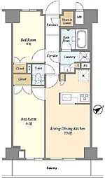 市谷台町坂フロント 10階2LDKの間取り