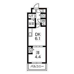 ベラジオワールドアイ京都円町 1DKの間取図画像