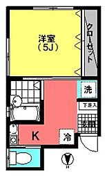 メゾン昭栄 2階1Kの間取り