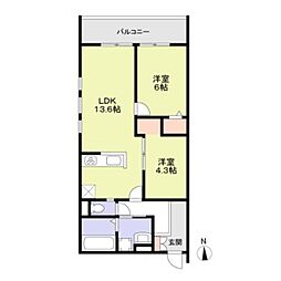 フォレストメゾンオリーブ南巽 2LDKの間取図画像
