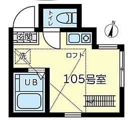 ユナイト末吉ロス・アラモス ワンルームの間取図画像