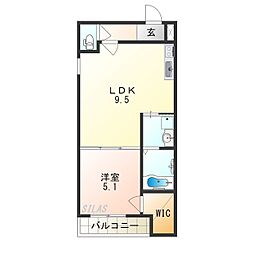 おおさか東線 城北公園通駅 徒歩9分の賃貸アパート 1階1LDKの間取り
