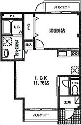 グリーンゲイブルズ 1階1LDKの間取り