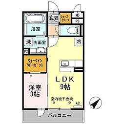 グレースコート 1階1LDKの間取り