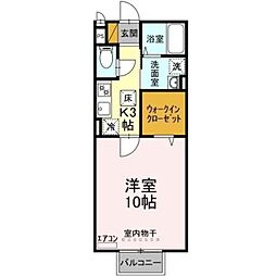 グランモア八柱 1Kの間取図画像