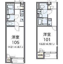レオネクストレーブウィン 1Kの間取図画像