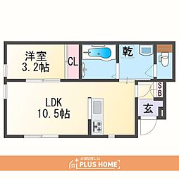 和歌山市元町奉行丁2丁目アパート 1LDKの間取図画像