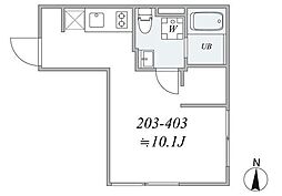 trias238 1Kの間取図画像