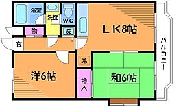 ライト・フィールド調布 2DKの間取図画像