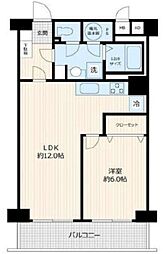 メガロン大井町 7階1LDKの間取り