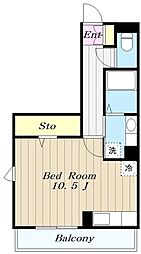 JR横浜線 町田駅 徒歩15分の賃貸アパート 3階ワンルームの間取り