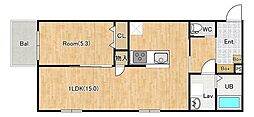 クレセントパーク見沼代親水公園 1LDKの間取図画像