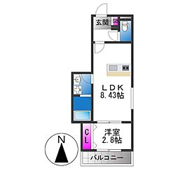 Well-being巽西 1LDKの間取図画像