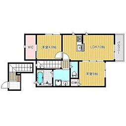 桜コート2 2LDKの間取図画像