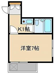 鶴見エクセア 3階1Kの間取り