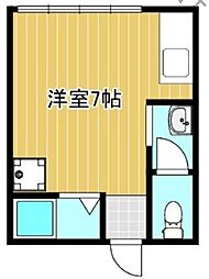 黒岩荘 ワンルームの間取図画像