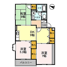 第2パールハイツ 3DKの間取図画像