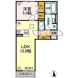 グランフェリオ2 1LDKの間取図画像