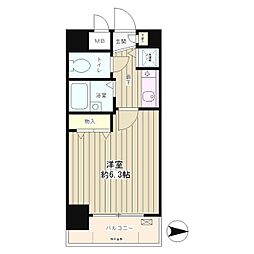 パークヒルズ落合 6階ワンルームの間取り