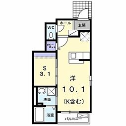 チェリーメゾン 1階1LDKの間取り