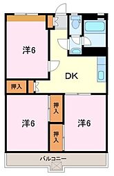 好花苑ハイツ 3DKの間取図画像
