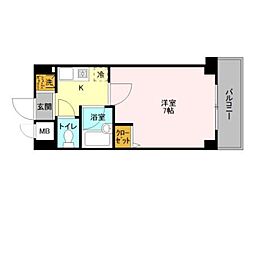 フォアグランデ 5階1Kの間取り