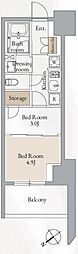 クロスレジデンス高田馬場 2Kの間取図画像