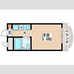 国分寺フラッツ 2階1Kの間取り