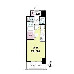 神戸高速東西線 花隈駅 徒歩3分の賃貸マンション 9階ワンルームの間取り