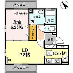 リヴェール苗 1LDKの間取図画像