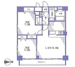 エスポワール 2LDKの間取図画像