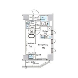 パークアクシス赤羽南 6階1LDKの間取り