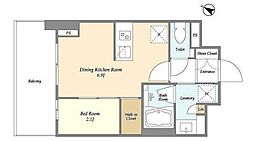 ドゥーエ横濱鶴見 6階1DKの間取り