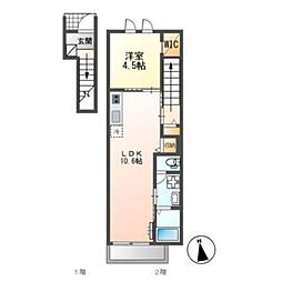 MKD保谷 2階1LDKの間取り