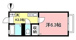 トワヴェール松原 2階1Kの間取り