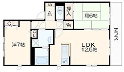 diasA 2LDKの間取図画像