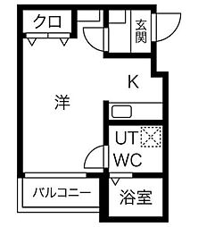 シャンブル英美3 ワンルームの間取図画像