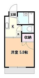 秋桜 1階1Kの間取り