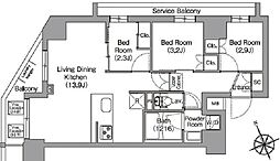 コンフォリア東葛西 2階3LDKの間取り