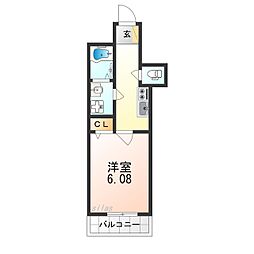 阪急京都本線 正雀駅 徒歩4分の賃貸マンション 3階1Kの間取り