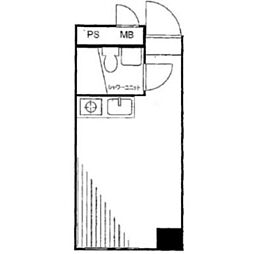 JR山手線 新橋駅 徒歩11分の賃貸マンション 4階ワンルームの間取り