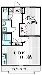 フローラル穂花 2階1LDKの間取り