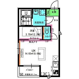 mesm 3階1LDKの間取り