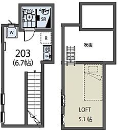 SiestaVilla代田橋ElPuebloN棟 ワンルームの間取図画像