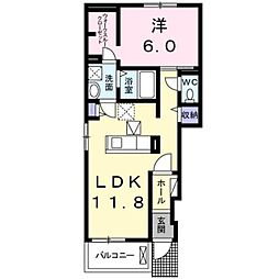 カサブランカ 1LDKの間取図画像