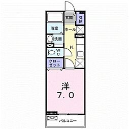 フェリオ 2階1Kの間取り