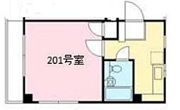 サンライト堀越 2階1Kの間取り