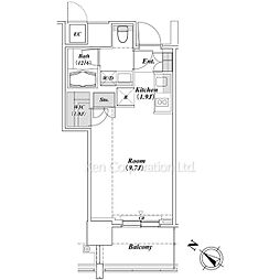ＴＨＥ　ＲＯＰＰＯＮＧＩ　ＴＯＫＹＯ　　ＳＵＰＥＲＩＯＲ　Ｒ 8階ワンルームの間取り