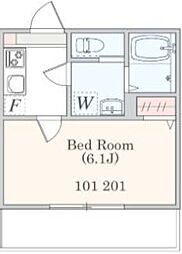 アザーレ・パッシオ新百合ヶ丘B 1階1Kの間取り